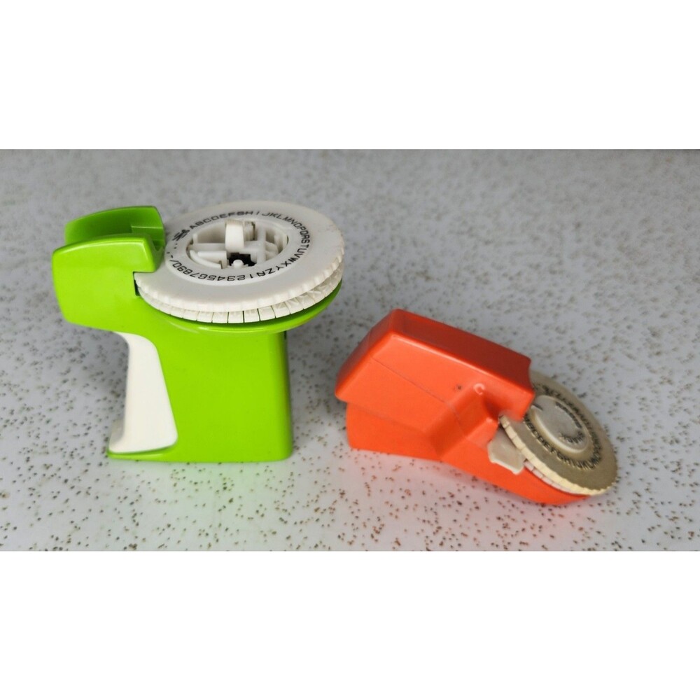 Vintage ROTEX GREEN & Radio Shack Dymo Orange Manual Label Makers No Labels